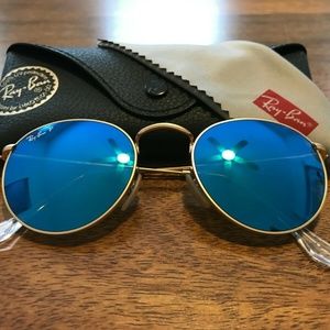 🕶NEW Ray-Ban Round Polarized Green G-15 in Gold
